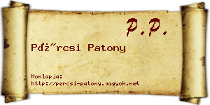 Pércsi Patony névjegykártya